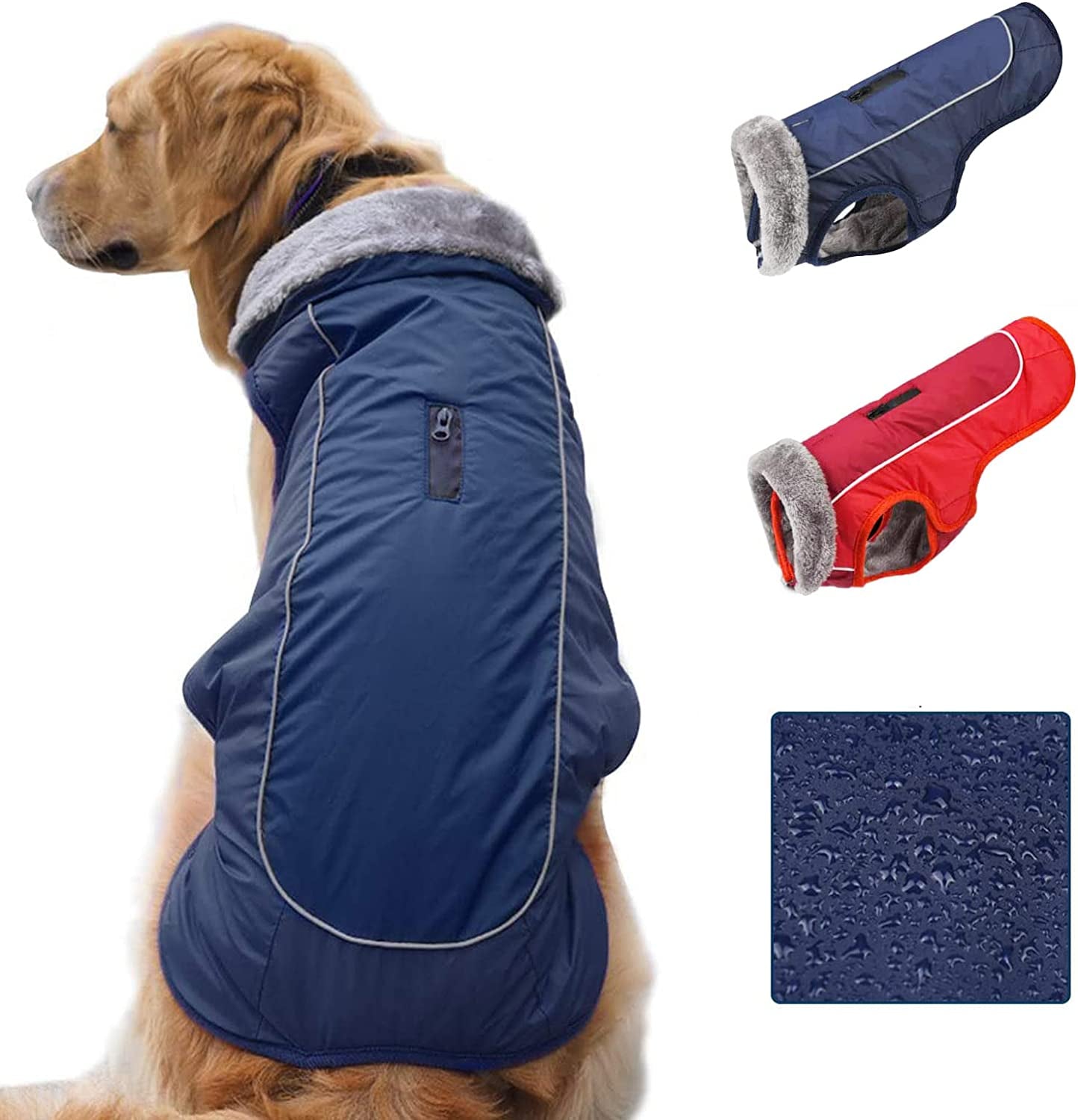 [Upgrade] Dog Winter Coat Thickened Dog Clothes Cozy Reflective Waterproof Dog Winter Jacket Warm Dog Apparel for Cold Weather British Style Fleece Vest Dog Sweater for Medium Large Dogs Animals & Pet Supplies > Pet Supplies > Dog Supplies > Dog Apparel SCPET Navy 4X-Large-A 