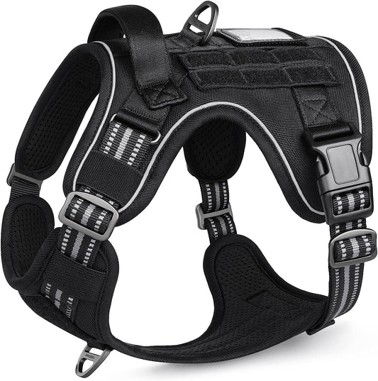 Rabbitgoo Tactical Dog Harness No Pull, Military Dog Vest Harness with Handle & Molle, Easy Control Service Dog Harness for Large Dogs Training Walking, Adjustable Reflective Pet Harness, Black, L Animals & Pet Supplies > Pet Supplies > Dog Supplies > Dog Apparel GLOBEGOU CO.,LTD Black Large 
