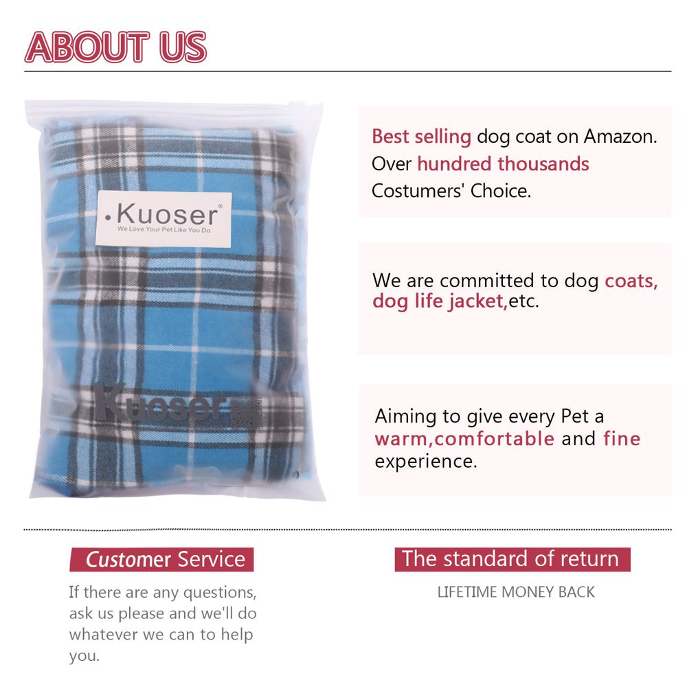 Kuoser Cozy Waterproof Windproof Reversible British Style Plaid Dog Vest Winter Coat Warm Dog Apparel for Cold Weather Dog Jacket for Small Medium Large Dogs with Furry Collar (XS - 3XL) Animals & Pet Supplies > Pet Supplies > Dog Supplies > Dog Apparel Kuoser   
