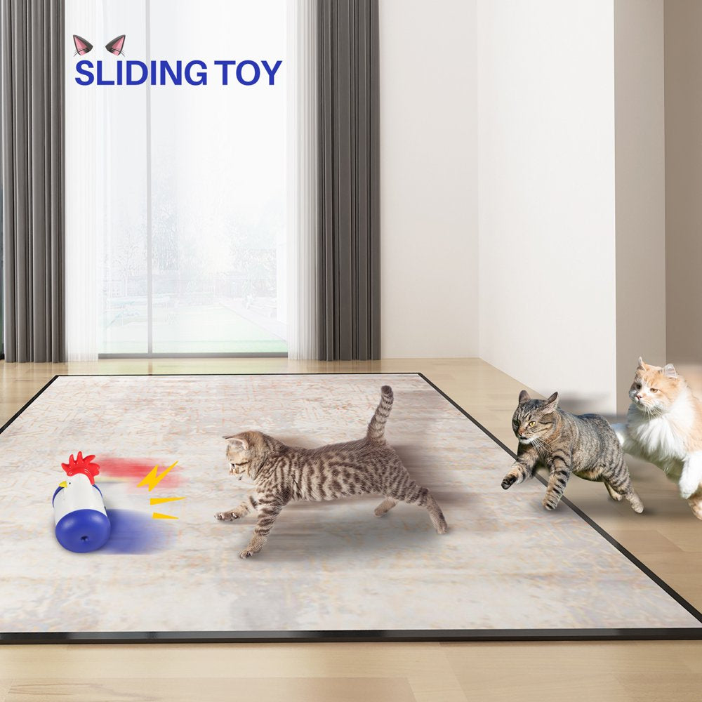 Happifox Cat Laser Toys - 3-In-1 Interactive Cat Toys for Indoor Cats, Cat Laser Toy, Sliding & Bird Song Toy. Rechargeable, Cat Chase Toy, Auto Shutoff & Laser Safe - Blue Animals & Pet Supplies > Pet Supplies > Cat Supplies > Cat Toys HappiFox   