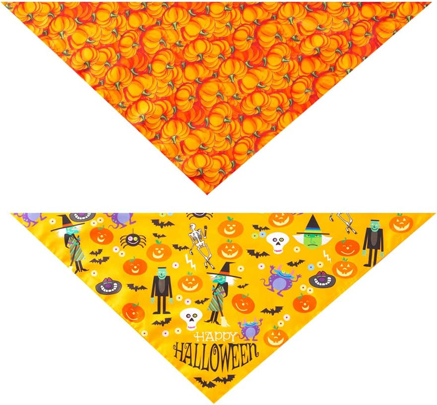 2 Pcs Dog Bandanas Halloween, Reversible Triangle Bibs Scarf for Dogs- Medium to Large Dogs Animals & Pet Supplies > Pet Supplies > Dog Supplies > Dog Apparel LaZimnInc   