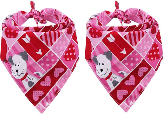 KZHAREEN 2 Pack Valentine'S Day Dog Bandana Reversible Triangle Bibs Scarf Accessories for Dogs Cats Pets Animals Animals & Pet Supplies > Pet Supplies > Dog Supplies > Dog Apparel KZHAREEN   