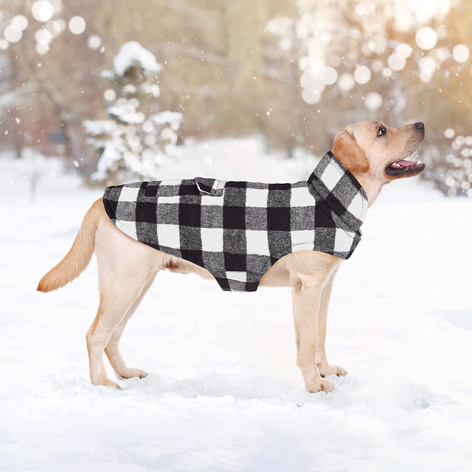 Malier Dog Winter Coat, Classic Plaid Fleece Dog Cold Weather Coats Dog Jacket with Pocket, Windprood Warm Dog Coat Vest Winter Pet Clothes Apparel for Small Medium Large Dogs (White, Small) Animals & Pet Supplies > Pet Supplies > Dog Supplies > Dog Apparel Malier   