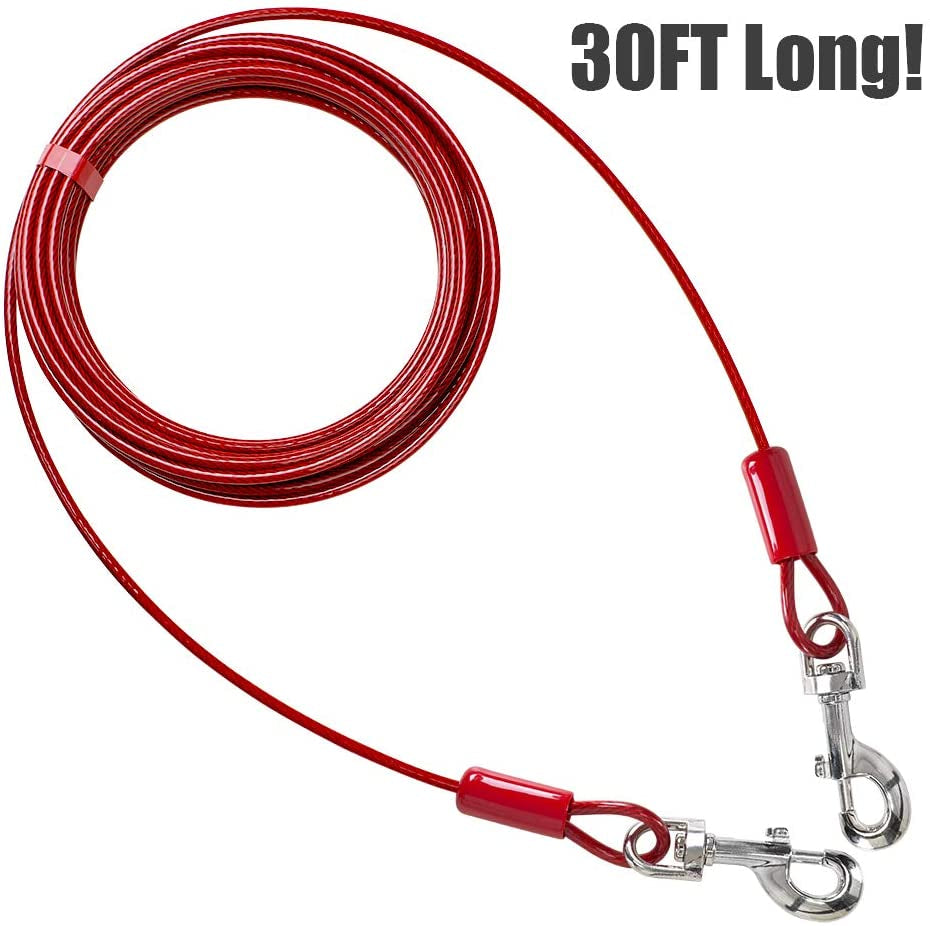 BV Pet Tie Out Cable for Dogs up to 125 Pounds, 30 Feet (Red/ 125Lbs/ 30Ft) Animals & Pet Supplies > Pet Supplies > Dog Supplies > Dog Apparel BV   