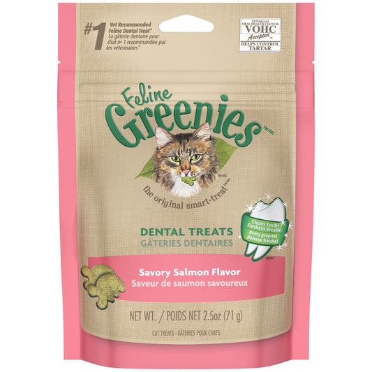 FELINE GREENIES Dental Natural Cat Treats Savory Salmon Flavor, 2.5 Oz. Pouch Animals & Pet Supplies > Pet Supplies > Cat Supplies > Cat Treats Mars Petcare   