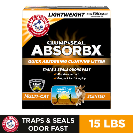 Arm Hammer Clump Seal Absorbx Clumping Cat Litter, Multicat Scented 15Lb