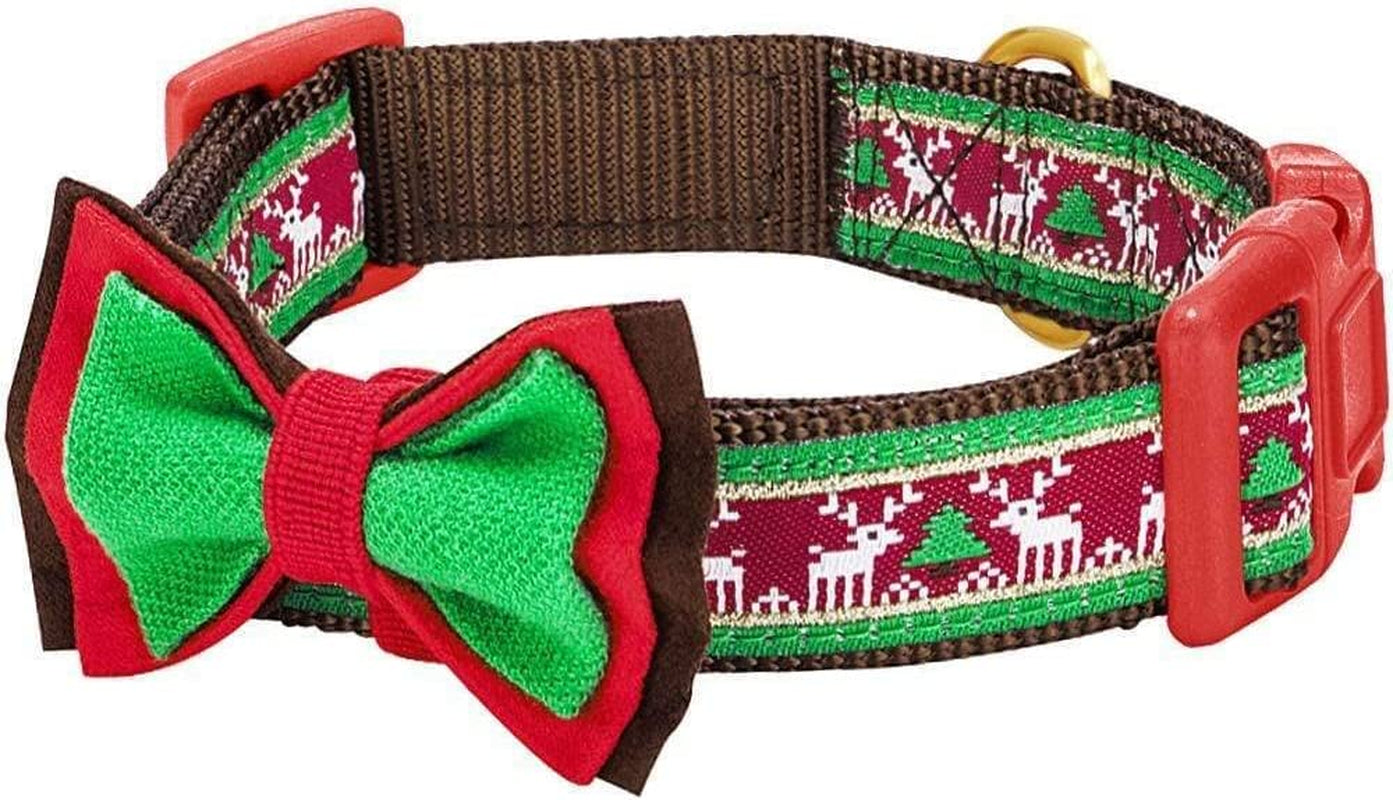 Blueberry Pet Christmas Party Fair Isle Style Adjustable Dog Collar with Detachable Bow Tie, Medium, Neck 14.5"-20" Animals & Pet Supplies > Pet Supplies > Dog Supplies > Dog Apparel Blueberry Pet Santa Claus's Reindeer Small 