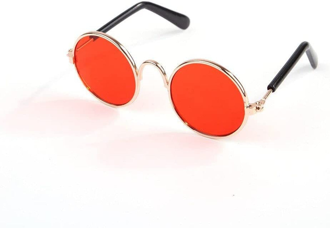 Round Pet Cat Glasses Lovely Sunglasses for Little Dog Cat Eye-Wear Reflection Glasses Photos Props Pet Supplies(Pink) Animals & Pet Supplies > Pet Supplies > Dog Supplies > Dog Apparel Houchu red  