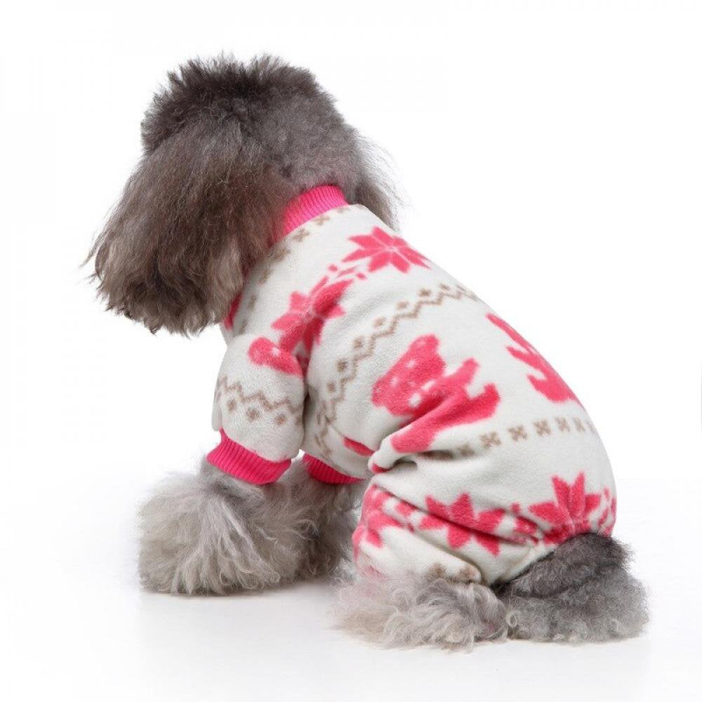 Sweetcandy Pet Pajamas for Dogs Winter Dog Clothes Lovely Snowflake Soft Fleece Pajamas for Small Medium Dogs Puppy Warm Dog Clothing 4-Legged Coat Apparel Costume Animals & Pet Supplies > Pet Supplies > Dog Supplies > Dog Apparel SweetCandy   