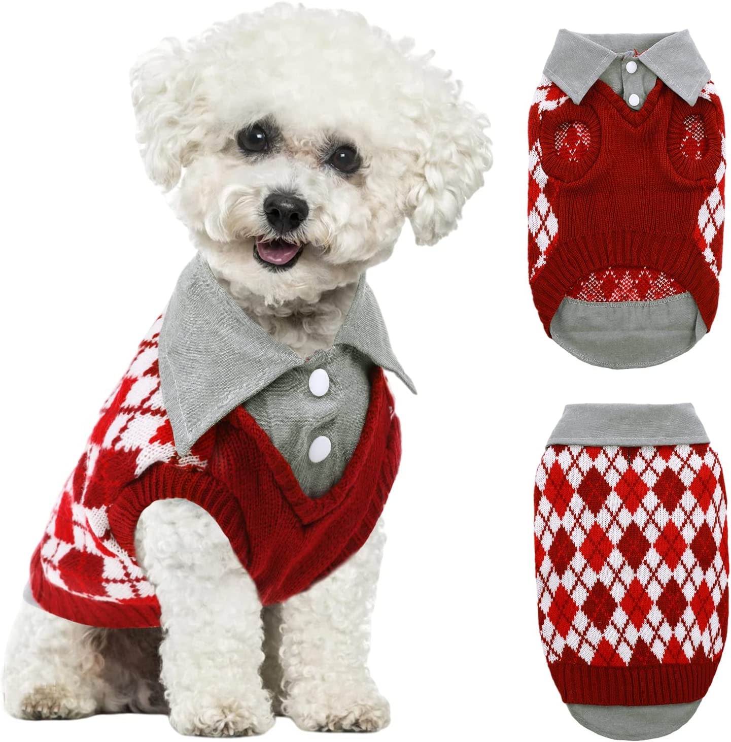 SUNFURA Knitted Dog Sweater Pet Knitwear, Dog Warm Knit Jumper Coat Winter Clothes with Leash Hole and High Stretch, Classic and Soft Puppy Sweatshirts Pullover for Small Medium Dogs Cats, Green S Animals & Pet Supplies > Pet Supplies > Dog Supplies > Dog Apparel SUNFURA Red Large 