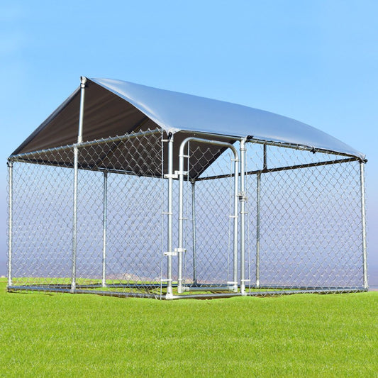 Gymax Large Pet Dog Run House Kennel Shade Cage 7.5' X7.5' Roof Cover Backyard Playpen Animals & Pet Supplies > Pet Supplies > Dog Supplies > Dog Kennels & Runs Gymax Dog Kennel+Cover  