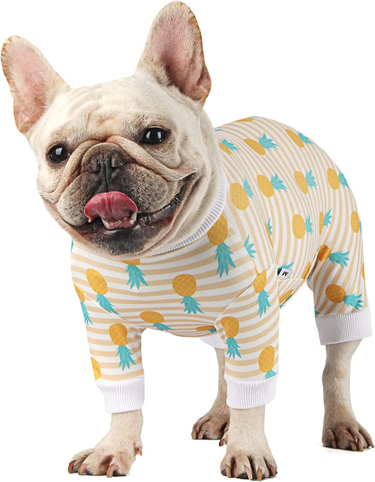 Due Felice Dog Pajamas Soft Pet Onesie Puppy Jumpsuit Bodysuits for Small Medium Dog Cats Surgical Recovery Suit after Surgery Shed Defender Shirt Pineapple/X-Large Animals & Pet Supplies > Pet Supplies > Dog Supplies > Dog Apparel Due Felice   