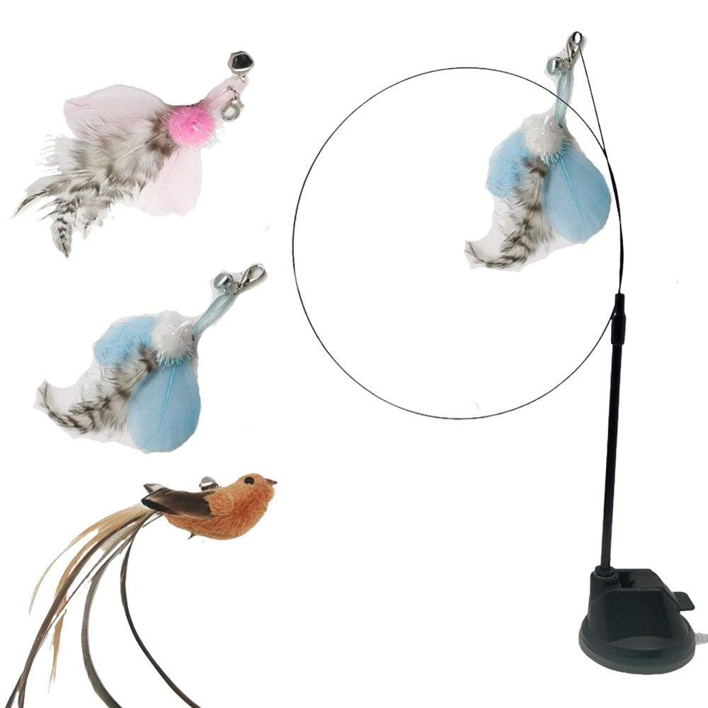 Feelers Cat Toy Suction Cup - 3 Pack Bird Cat Toys, Cat Teaser Wand Interactivetoys Animals & Pet Supplies > Pet Supplies > Cat Supplies > Cat Toys Feelers Pink Blue Flying Insect, Whidah Bird  