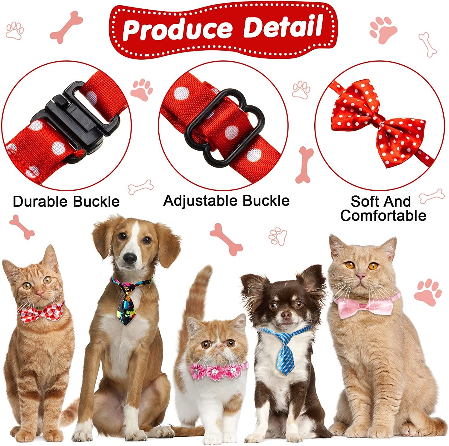 100 Pcs Adjustable Dog Ties Set Includes 50 Dog Bow Ties 25 Dog Neckties 25 Flower Dog Neck Tie Assorted Bowtie Dog Collar Grooming Accessories for Medium Large Dog Birthday Festival Holiday Party Animals & Pet Supplies > Pet Supplies > Dog Supplies > Dog Apparel Chumia   