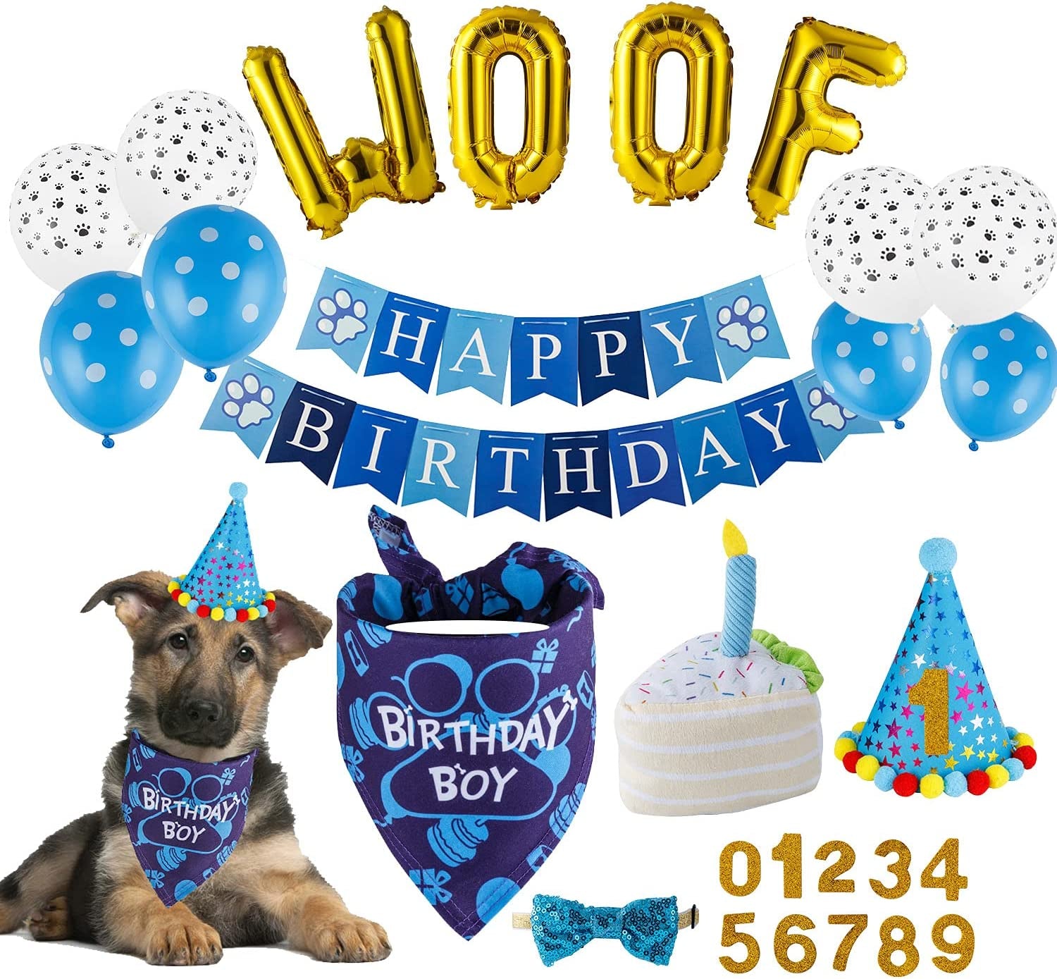 TCBOYING Dog Birthday Party Supplies, Dog Birthday Bandana Toy Cake Boy Hat Scarfs Flag Balloon with Cute Doggie Birthday Party Supplies Decorations(21-Piece Set) Animals & Pet Supplies > Pet Supplies > Dog Supplies > Dog Apparel TCBOYING   