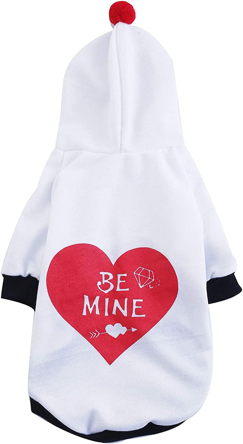 Coomour Pet Dog Happy Valentine'S Day Hoodies Cat Heart Costume Puppy Clothes for Dogs Cats Outfit (S) Animals & Pet Supplies > Pet Supplies > Dog Supplies > Dog Apparel Coomour White01 Small (4-7lb) 