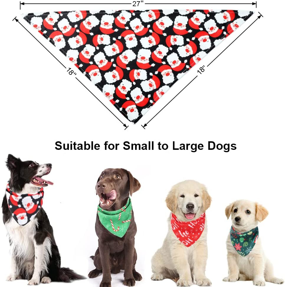 ADOGGYGO 4 Pack Dog Bandana Christmas Pet Scarf Triangle Bibs Kerchief Set Pet Costume Accessories Decoration for Small Medium Large Dogs Cats Pets Animals & Pet Supplies > Pet Supplies > Dog Supplies > Dog Apparel ADOGGYGO   