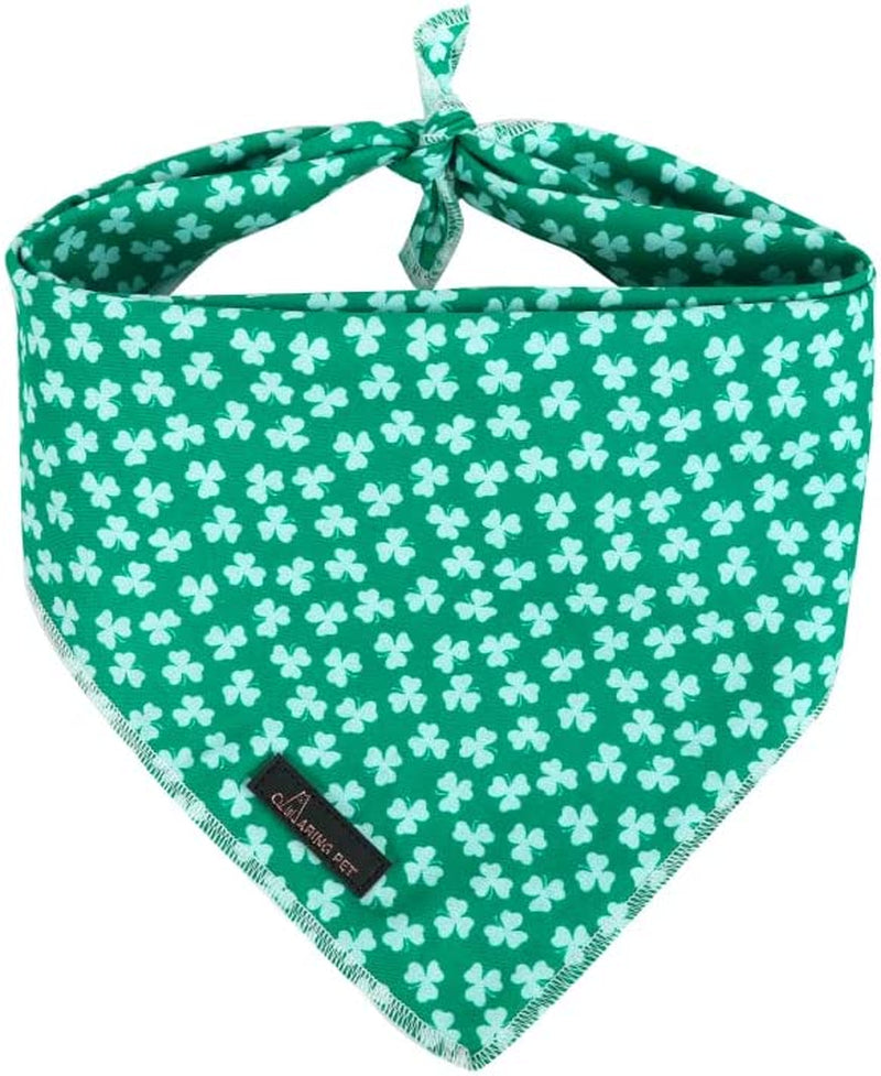 ARING PET St. Patrick'S Day Dog Bandana-Cute Clover Dog Bandana, Cotton Trefoil Dogs Scarf Triangle Bibs for Small to Large Boy Girl Dogs and Cats Animals & Pet Supplies > Pet Supplies > Dog Supplies > Dog Apparel ARING PET Clovers Small (Pack of 1) 