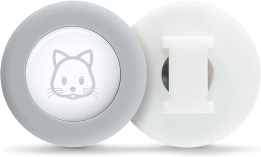 Sweet Baby Co. Airtag Cat Collar or Extra Small Dog Collar Holder 2 Pack, Fits Half Inch Collars for Small Pet, Compatible with Apple Air Tag, Waterproof GPS Tracker Case Kitten Cats Electronics > GPS Accessories > GPS Cases Sweet Baby Company White & Gray  