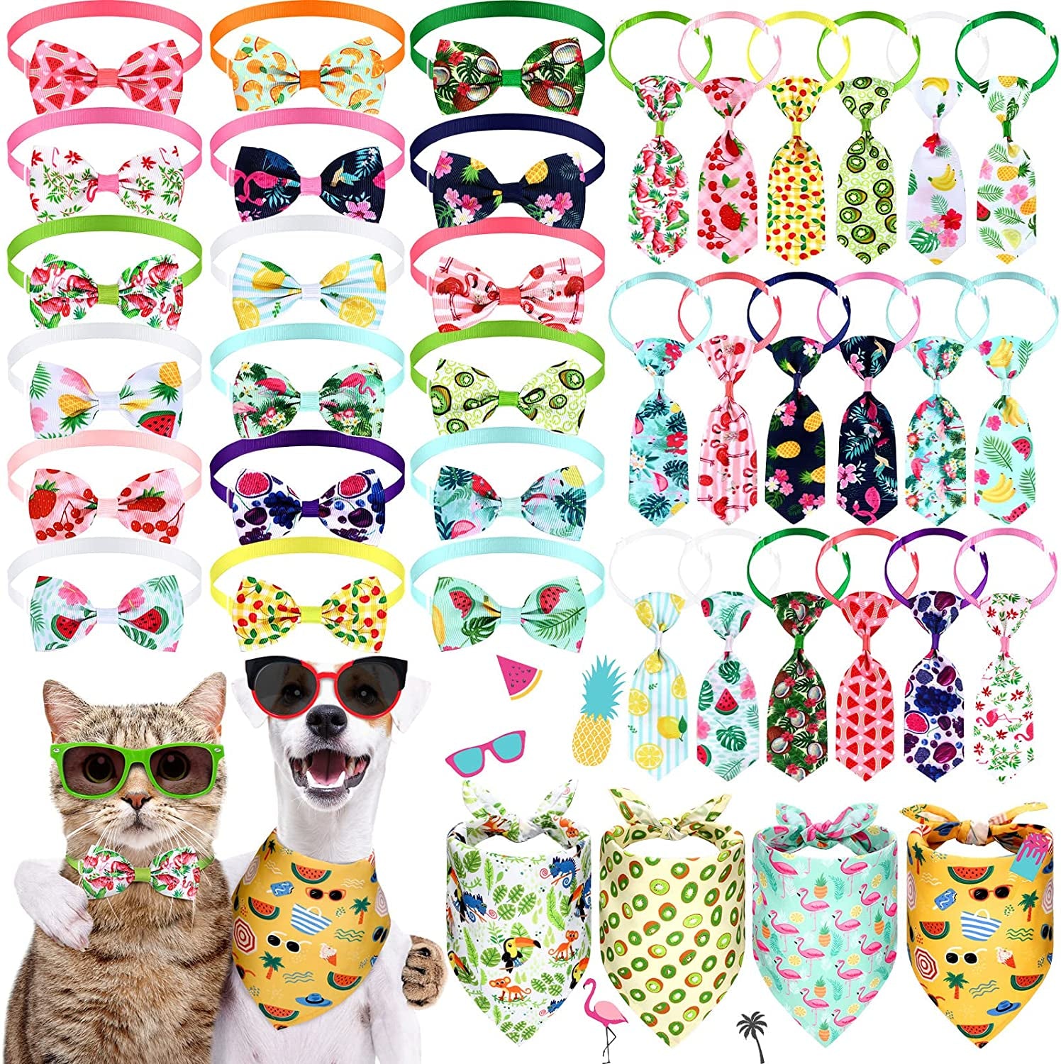 40 Pieces Dog Bow Tie Collar Set Includes 18 Dog Neckties 18 Dog Bow Ties and 4 Pet Bandana Adjustable Dog Bowties Neckties Collars for Dogs Cat Decoration（Classic Pattern） Animals & Pet Supplies > Pet Supplies > Dog Supplies > Dog Apparel Saintrygo Classic Pattern  