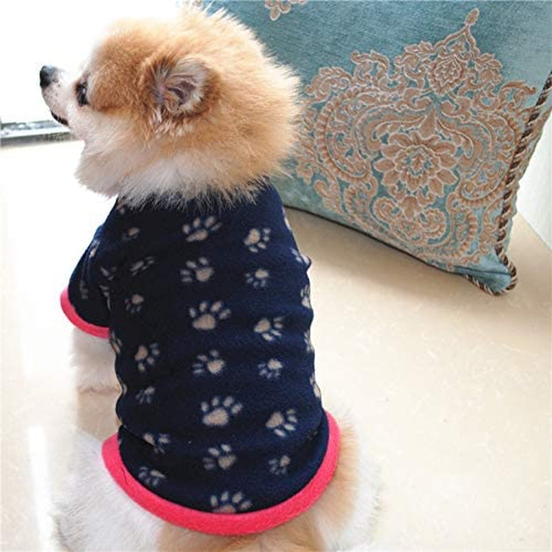 2 PCS Warm Dog Sweater, Soft Fleece Puppy Clothes Doggie Shirt Winter Outfits Sweatshirt for Small Pets Dogs Cats Chihuahua Teddy Pup Yorkshire(Star Paw, L) Animals & Pet Supplies > Pet Supplies > Dog Supplies > Dog Apparel PIXRIY   