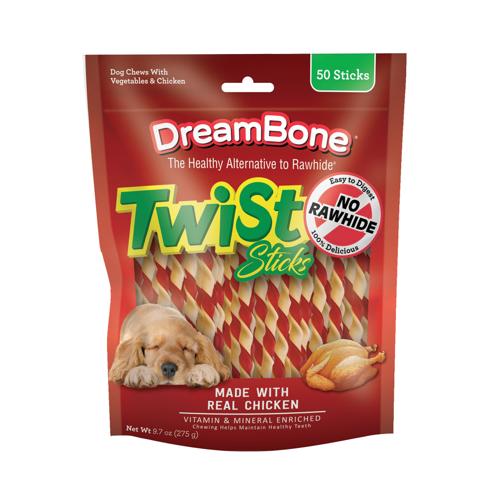 Dreambone Twist Sticks with Peanut Butter Rawhide-Free Dog Chews, 9.7 Oz. (50 Count) Animals & Pet Supplies > Pet Supplies > Dog Supplies > Dog Treats Spectrum Brands Pet LLC Chicken  