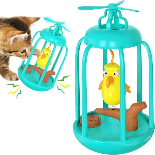 Carkira Cat Toy Tumbler Cat Toy Squeaky Birdcage Interactive Toy with Propeller