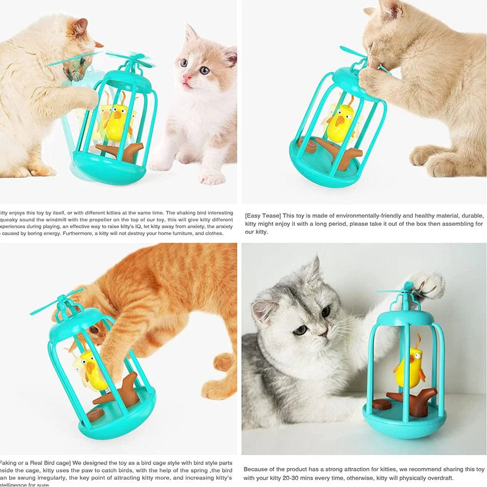 Carkira Cat Toy Tumbler Cat Toy Squeaky Birdcage Interactive Toy with Propeller Animals & Pet Supplies > Pet Supplies > Cat Supplies > Cat Toys Carkira   