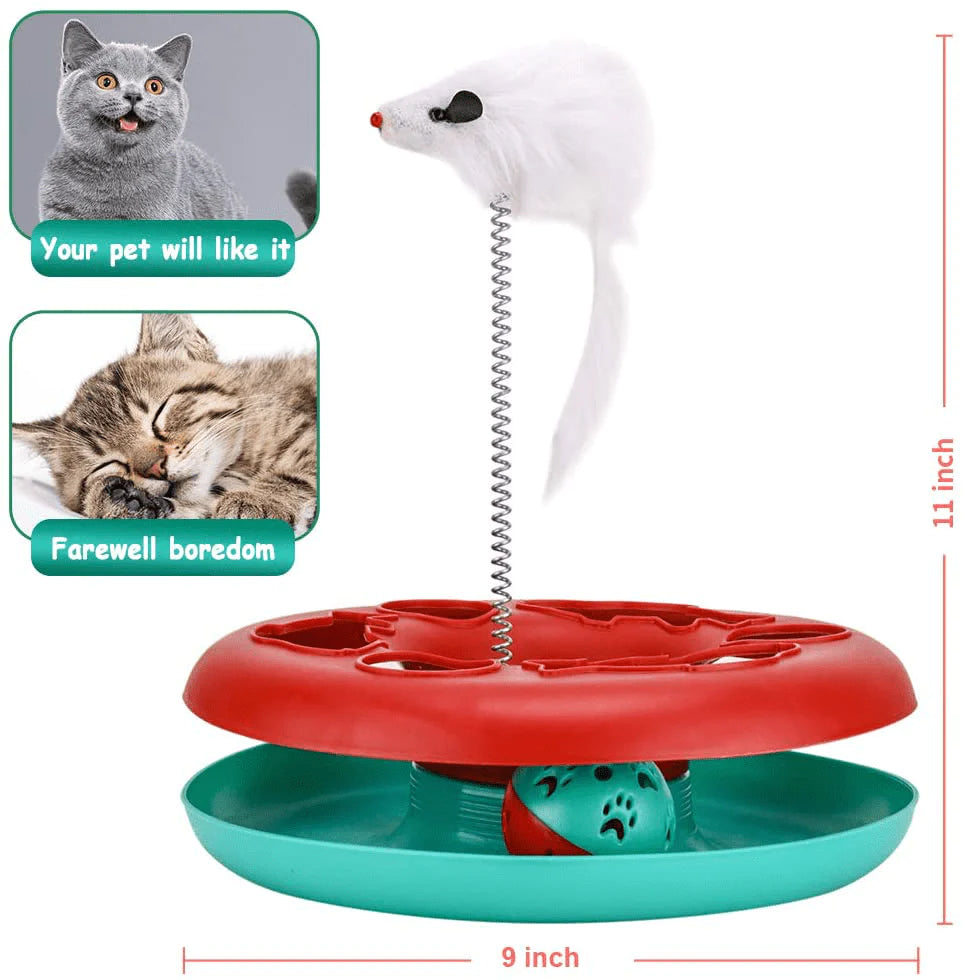 Cat Toys, Cat Toys for Indoor Cats,Interactive Kitten Toys Roller Tracks with Catnip Spring Pet Toy with Exercise Balls Teaser Mouse Animals & Pet Supplies > Pet Supplies > Cat Supplies > Cat Toys Pawzone   