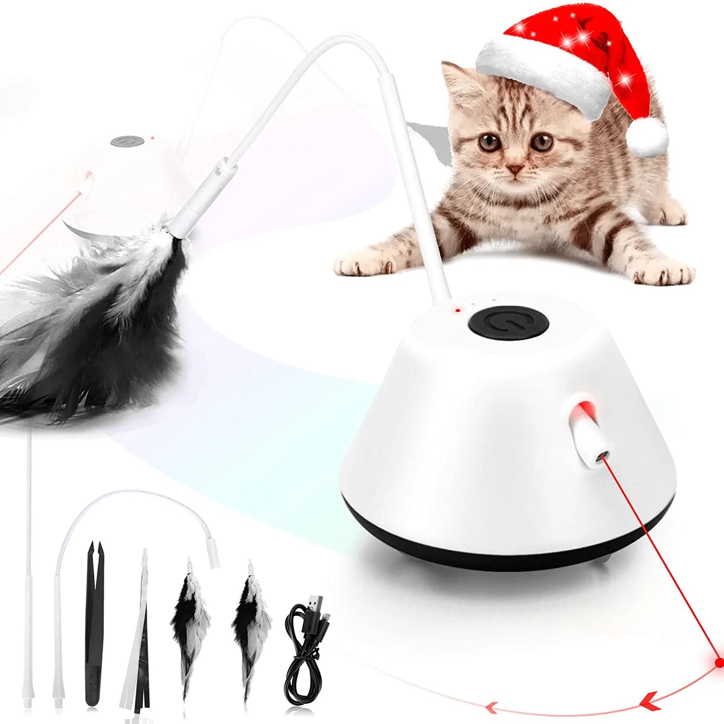 Cat Toys, Interactive Cat Toys for Indoor Cats, Automated Cat Toy with LED & Feathers, Auto Moving Kitten Toys, 3 Modes Electric Robotic Cat Toy Animals & Pet Supplies > Pet Supplies > Cat Supplies > Cat Toys Emunire Black  