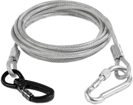 SICZON Dog Tie Out Cable for Pooches Runner up to 250 Lbs, 10FT Dog Cbale, Durable Heavy Duty Dog Chain Lead Tether and Superior Clips Swivel Hook, Dog Leads for Yard outside Garden Camping Outdoor Animals & Pet Supplies > Pet Supplies > Dog Supplies > Dog Apparel SICZON 10ft  