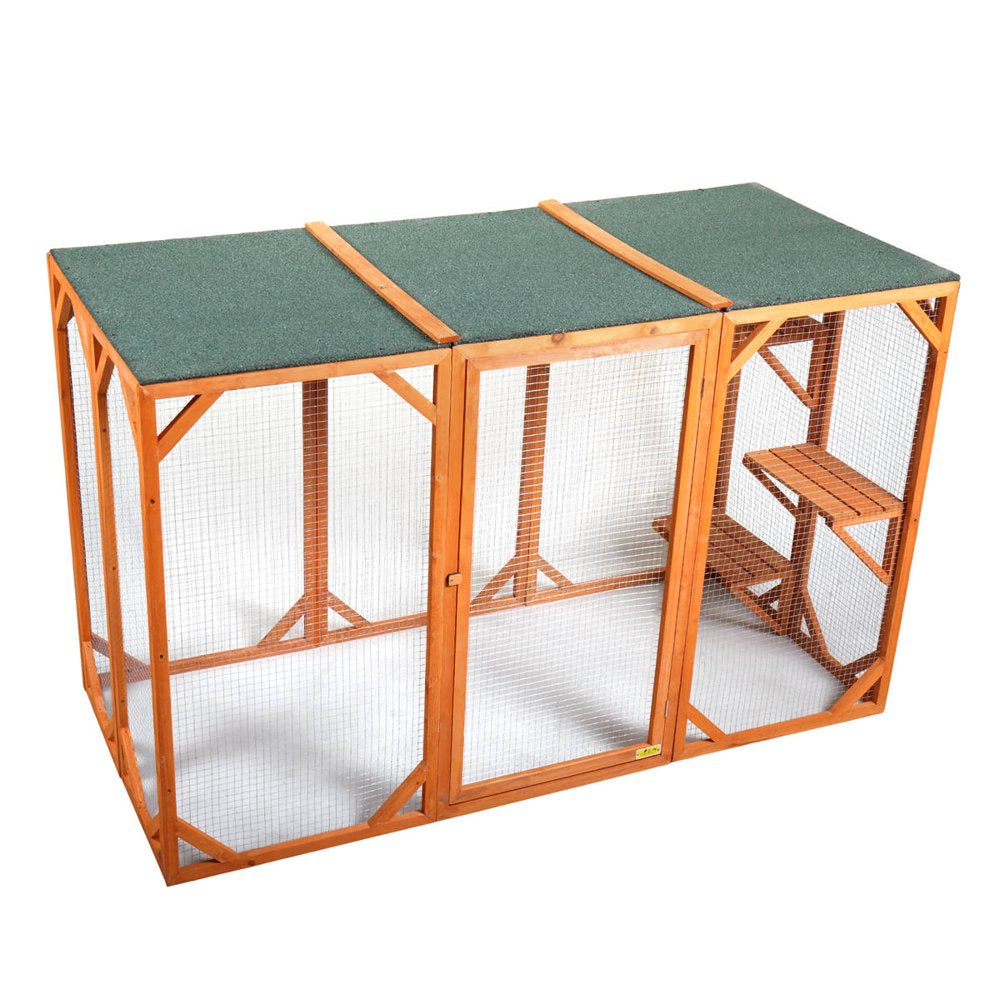 Coziwow Cat House Outdoor Cat Run Playpen Kennel Wooden with 3 Platforms Animals & Pet Supplies > Pet Supplies > Dog Supplies > Dog Kennels & Runs Coziwow   