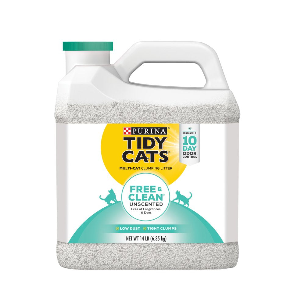 Purina Tidy Cats Clumping Cat Litter, Free & Clean Unscented Multi Cat Litter, 35 Lb. Pail Animals & Pet Supplies > Pet Supplies > Cat Supplies > Cat Litter Nestlé Purina PetCare Company 14 lbs  