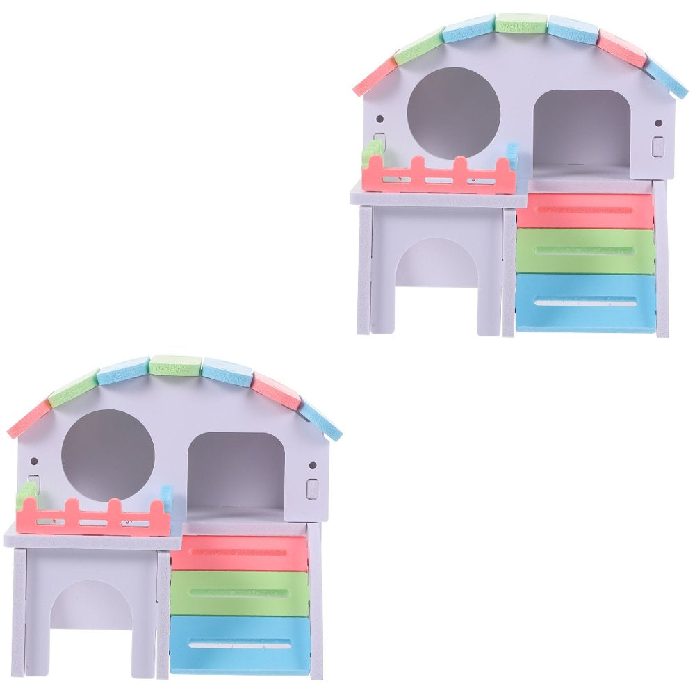 Frcolor Hamster Wooden House Hideout Villa Cabin Rabbit Hut Play Habitat Homes Cages Animal Sleeping Small Pet Wood Castle Rat Animals & Pet Supplies > Pet Supplies > Small Animal Supplies > Small Animal Habitats & Cages FRCOLOR   