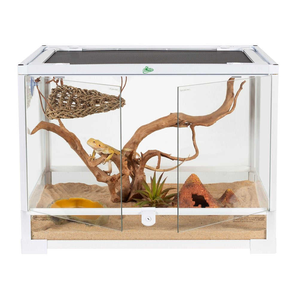 GUZZLO Front Double Door Opening White Glass Terrarium-24 Gallon Animals & Pet Supplies > Pet Supplies > Reptile & Amphibian Supplies > Reptile & Amphibian Substrates GUZZLO   