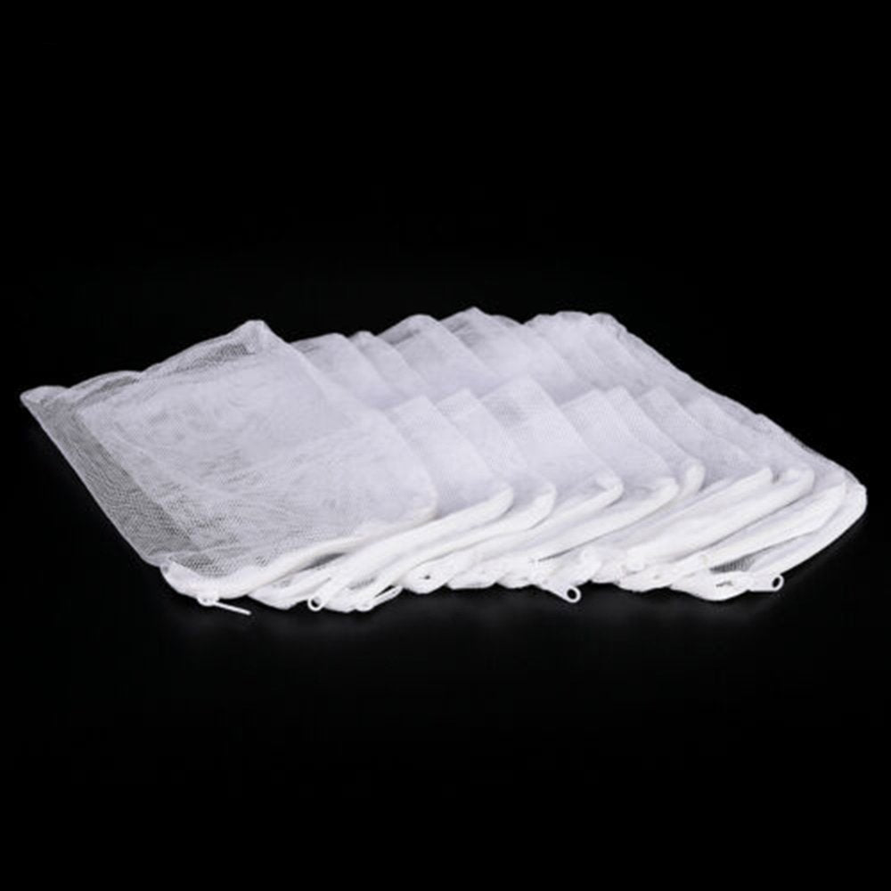 10x White Mesh Aquarium Filter Net Bag Fish Tank Zip Filter Media