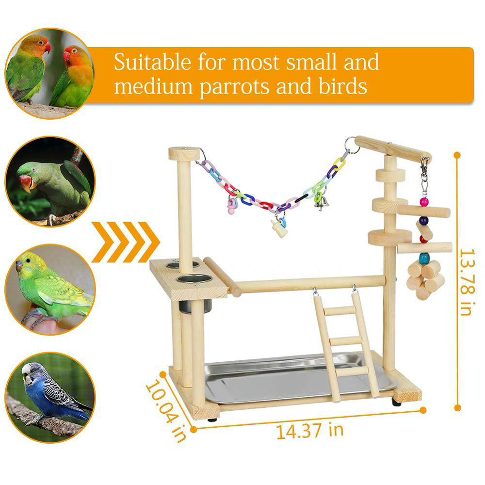 Fovien Bird'S Nest Bird Perches Play Stand Gym Parrot Playground Playgym Playpen Playstand Swing Bridge Tray Wood Climb Ladders Wooden Conure Parakeet Macaw 1PCS