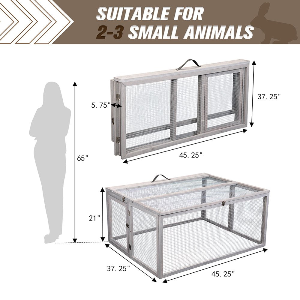 Kepooman Small Animal Folding Enclosure, Outdoor for Rabbits Chicks Guinea Pigs Wood Playpen with Roosting Bar, Gray Animals & Pet Supplies > Pet Supplies > Dog Supplies > Dog Kennels & Runs Kepooman   