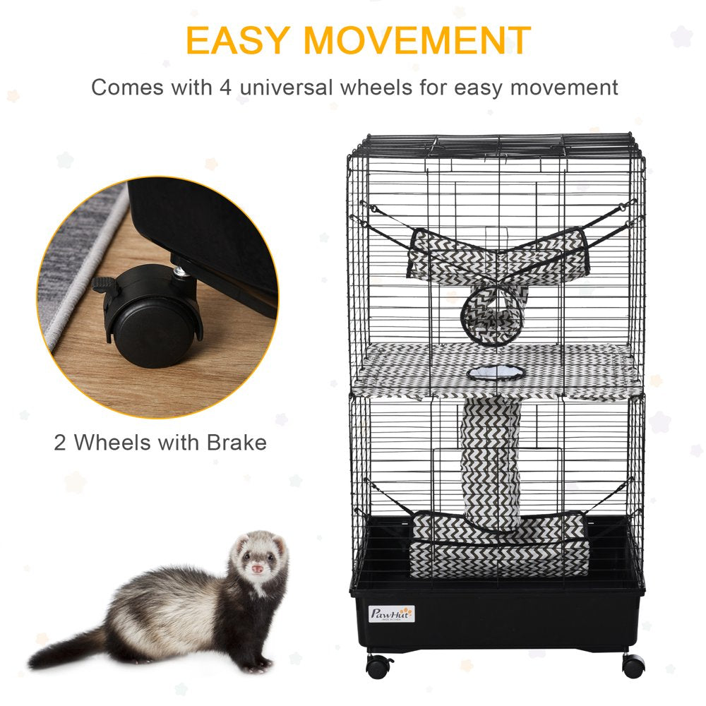 Festnight Small Animal Cage Habitat for Ferret with Wheels Hammocks Tunnels and 3 Doors - Black Animals & Pet Supplies > Pet Supplies > Small Animal Supplies > Small Animal Habitats & Cages Festnight   