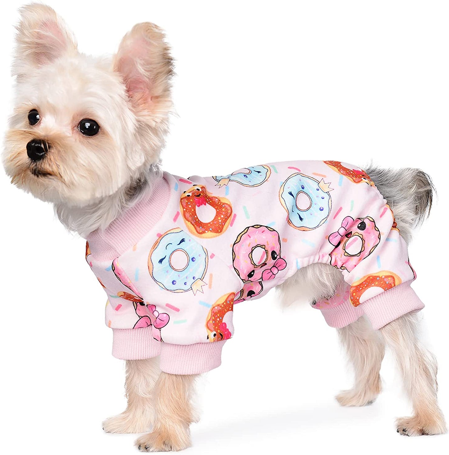 Yikeyo Dog Pajamas, Fall Winter Pink Dog Clothes for Small Medium Dogs Girl, Cat Apparel Outfit (Purple, X-Small) Animals & Pet Supplies > Pet Supplies > Dog Supplies > Dog Apparel Yikeyo Donut Large 