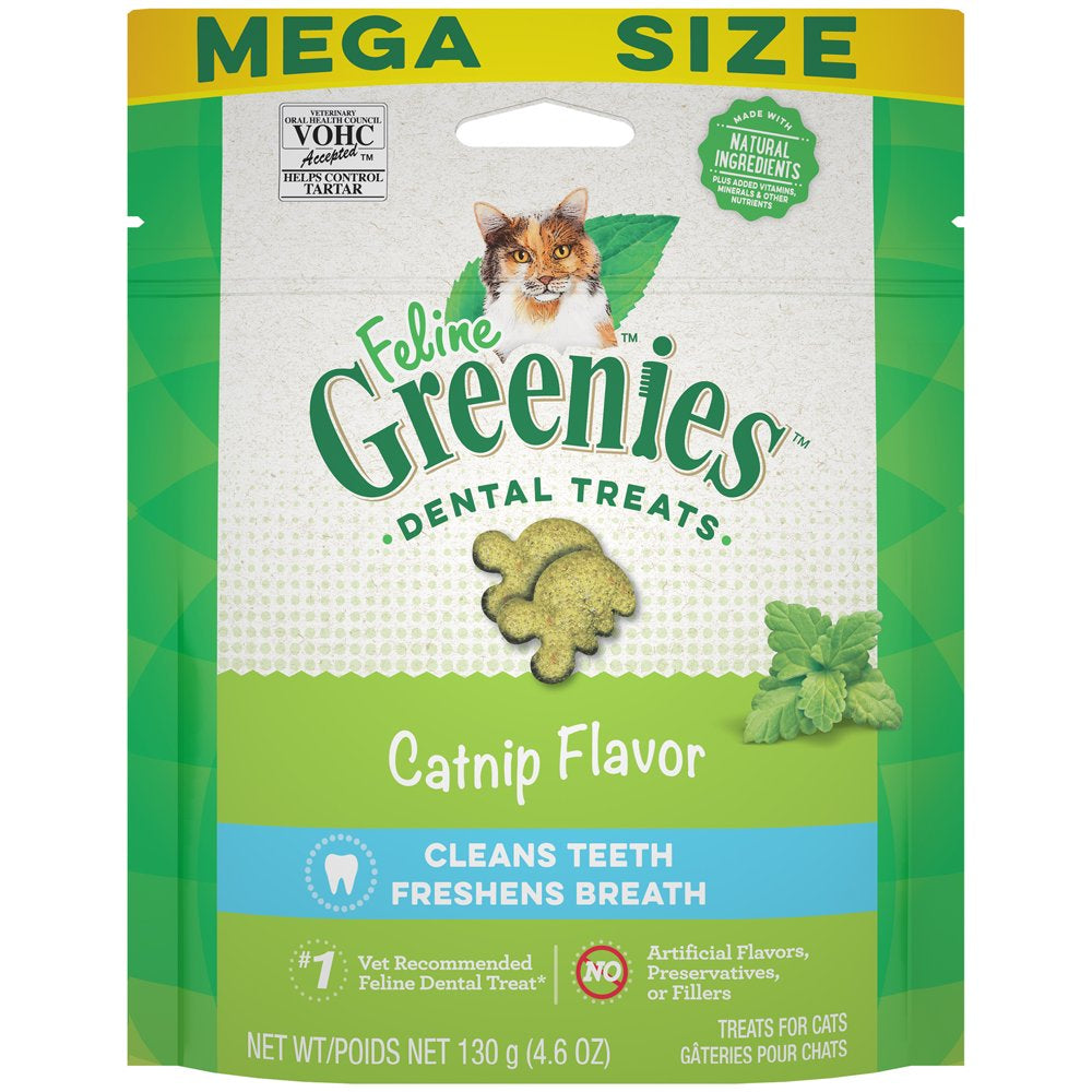 FELINE GREENIES Adult Natural Dental Care Cat Treats, Catnip Flavor, 9.75 Oz. Tub Animals & Pet Supplies > Pet Supplies > Cat Supplies > Cat Treats Mars Petcare 4.6 oz  