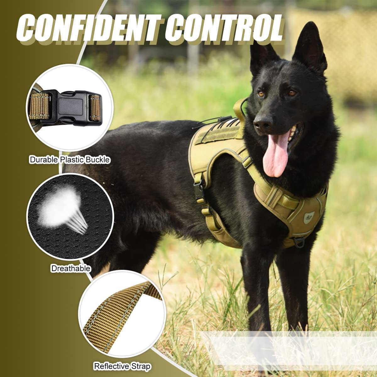 CBBPET Tactical Dog Harness for Small Medium Large Dogs No Pull Adjustable Harness Training Easy Control Pet Vest,Reflective Working Training Animals & Pet Supplies > Pet Supplies > Dog Supplies > Dog Apparel CBBPET   