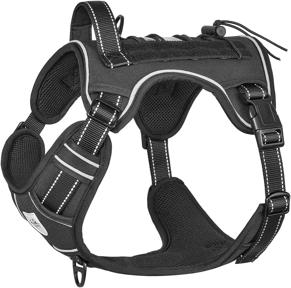 CBBPET Tactical Dog Harness for Small Medium Large Dogs No Pull Adjustable Harness Training Easy Control Pet Vest,Reflective Working Training Animals & Pet Supplies > Pet Supplies > Dog Supplies > Dog Apparel CBBPET Black M(Neck:17 - 26,Chest:24 - 36) 