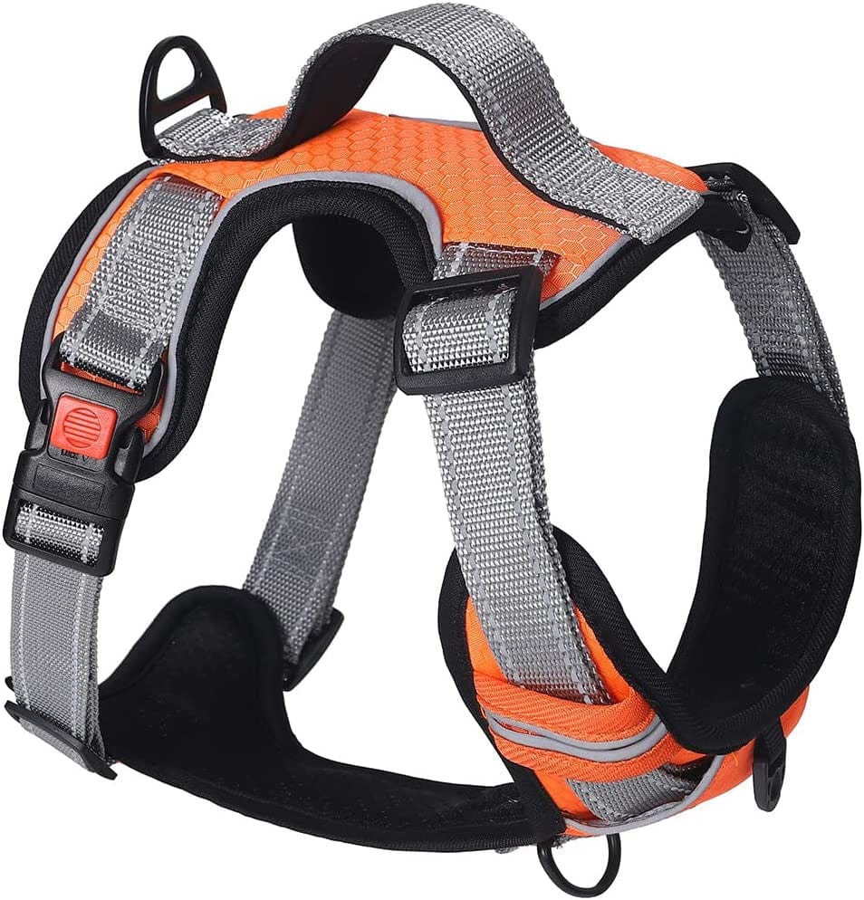 CBBPET Tactical Dog Harness for Small Medium Large Dogs No Pull Adjustable Harness Training Easy Control Pet Vest,Reflective Working Training Animals & Pet Supplies > Pet Supplies > Dog Supplies > Dog Apparel CBBPET Orange+Gery M(Neck 16.5 - 25.5, Chest 23.5 - 29) 