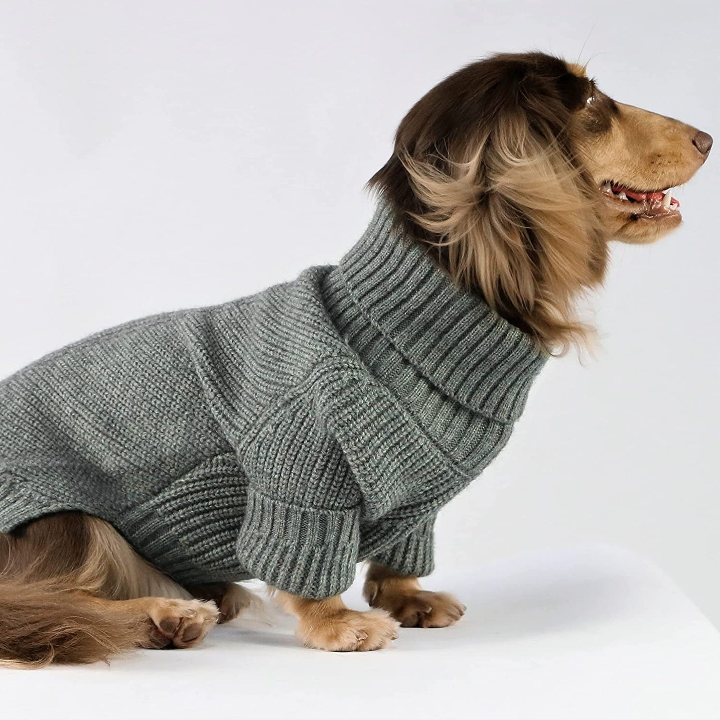 Fitwarm Dog Turtleneck Sweater, Thermal Knitted Pet Coat, Dog Winter Clothes for Small Dogs, Cat Apparel, Heather Grey, Small Animals & Pet Supplies > Pet Supplies > Dog Supplies > Dog Apparel Fitwarm   