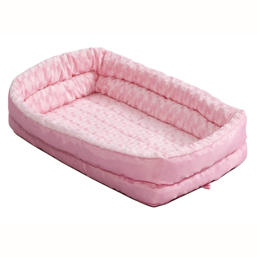 Quiettime Double Bolster Dog Bed & Crate Mat, Pink, 18" Animals & Pet Supplies > Pet Supplies > Cat Supplies > Cat Beds MidWest Home for Pets   