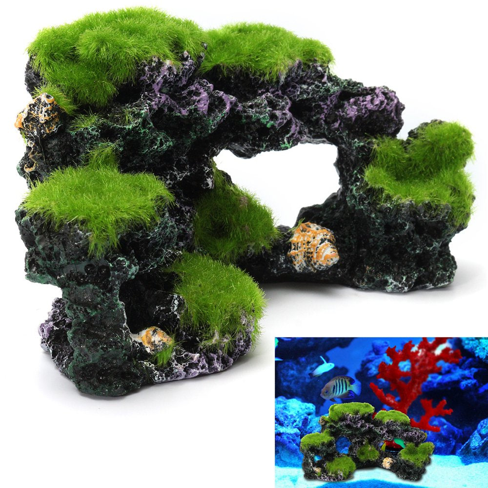 Aquarium Mountain View Coral Reef Moss Rock Cave Stone Fish Tank Ornament Decor 6.3X3.5X3.3 Inch Animals & Pet Supplies > Pet Supplies > Fish Supplies > Aquarium Decor 06183252639526   