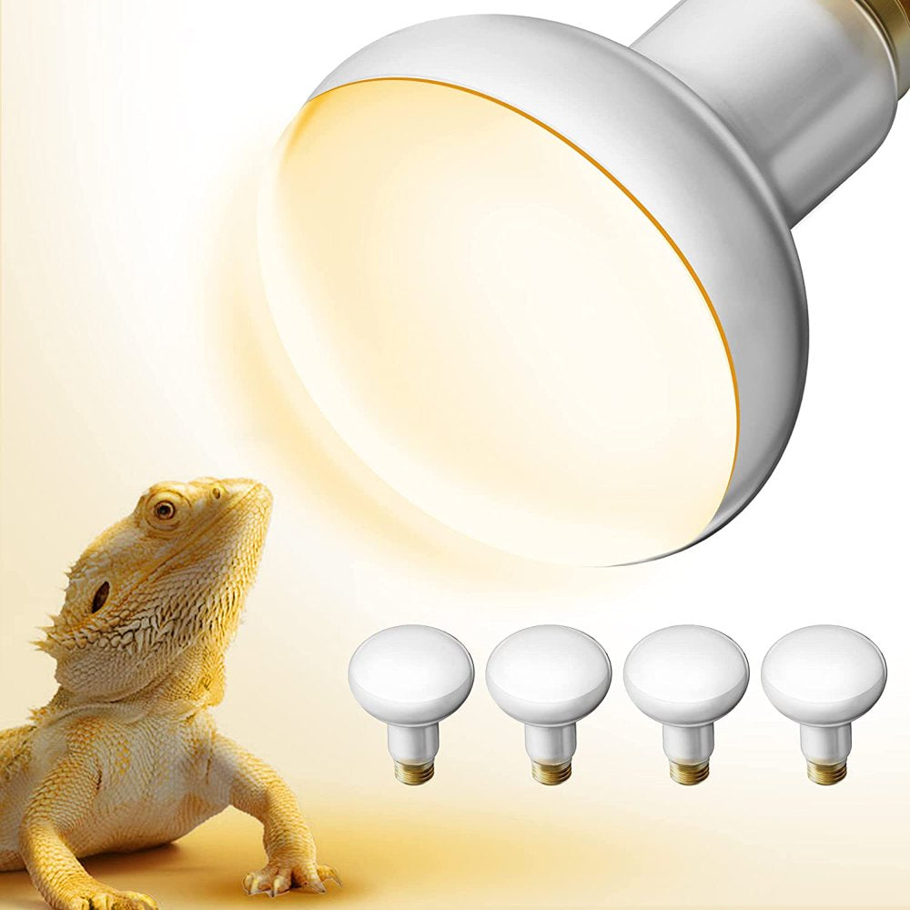 Reptile Heat Lamp Bulb, 50 Watt Infrared Basking Spot Lamp of , Heat Lamp Bulbs for Reptiles and Amphibian Use, 4 Packs  YANSUN 4PCS  