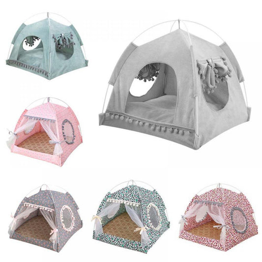 Pet Teepee Dog & Cat Bed - Dog Tents & Pet Houses with Cushion Animals & Pet Supplies > Pet Supplies > Dog Supplies > Dog Houses Crowdstage L Floral gray 