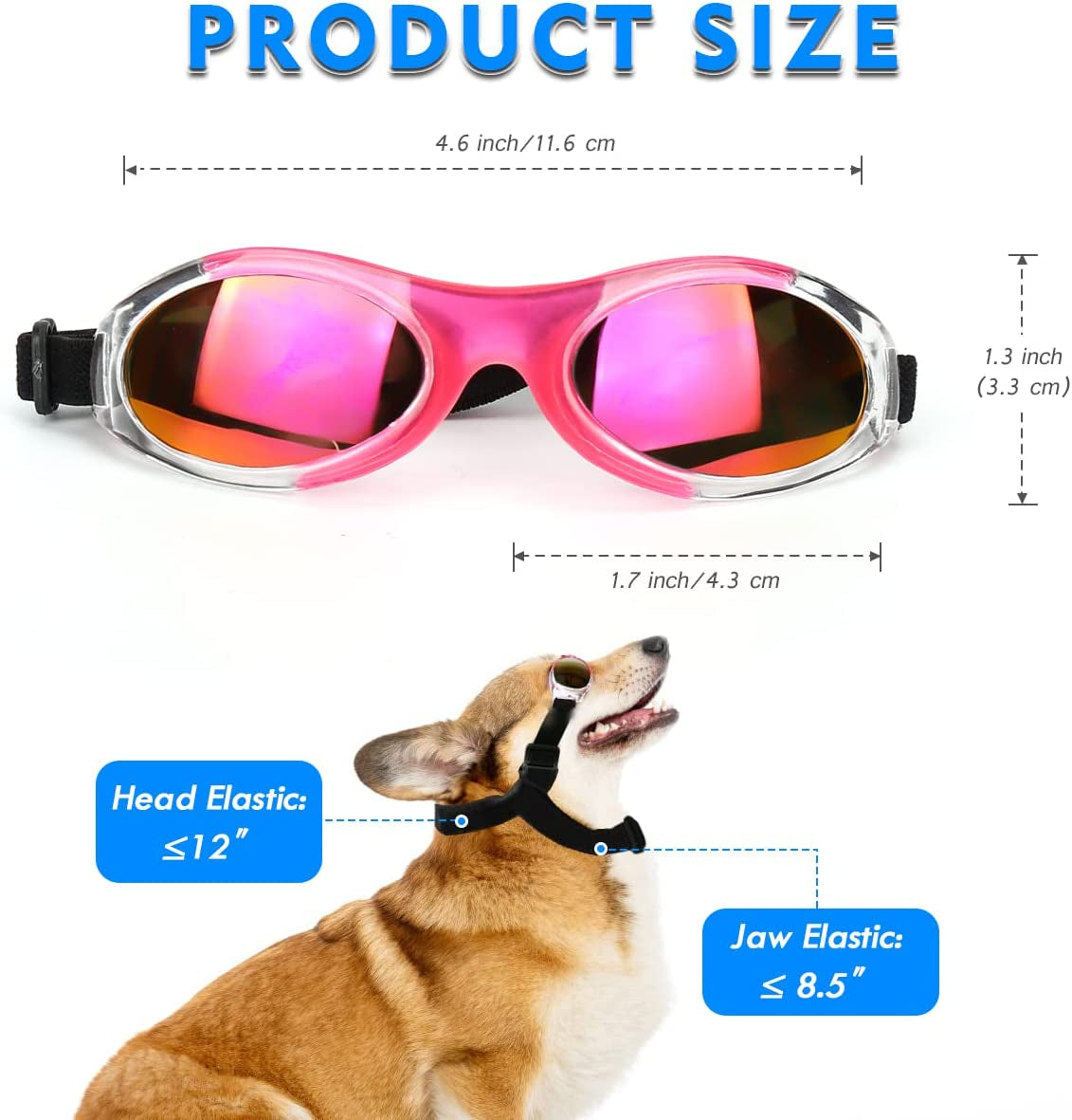 Ufandia Dog Sunglasses, Pet Glasses Dog Goggles for UV Protection & Eye Protection Anti-Fog Pet Goggles with Adjustable Strap, Windproof Puppy Sunglasses for Little Dog and Cat (Red Lens & Pink Frame) Animals & Pet Supplies > Pet Supplies > Dog Supplies > Dog Apparel Ufandia   